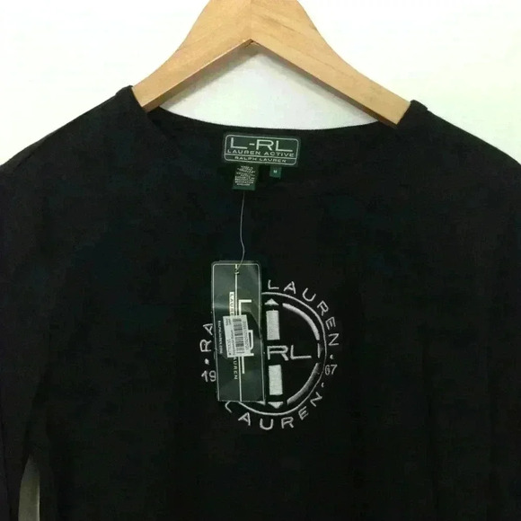 LRL Lauren Active Women Black Silver M Top - Picture 6 of 6